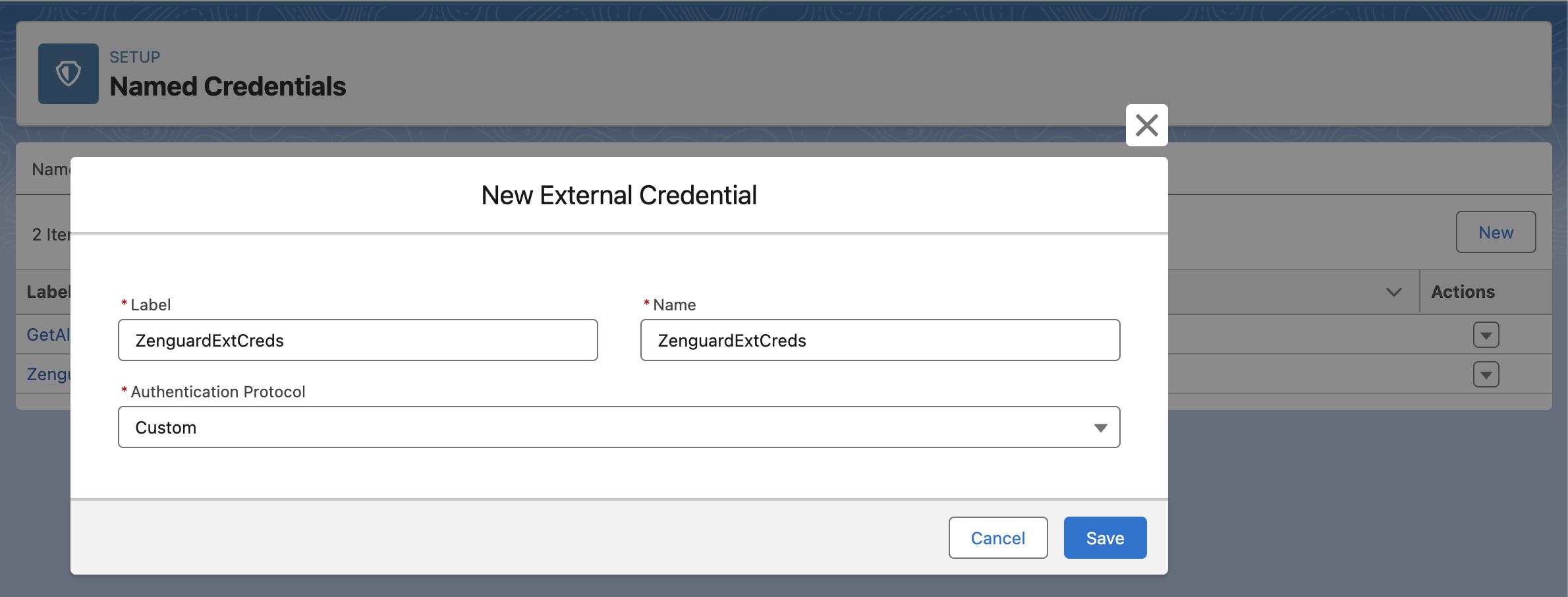 External Credential Example